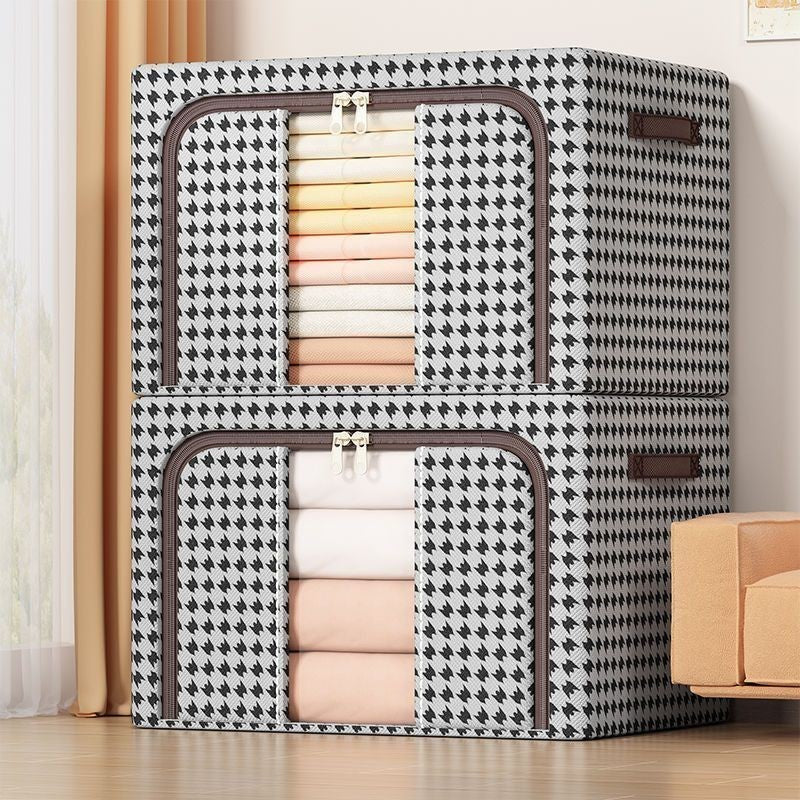 Cutie de Depozitare Pliabila, Flippy, Cu fermoar Bidirectional, 24 L, Textil, 40x30x20 cm, Cadru Metalic, o Fereastra,
