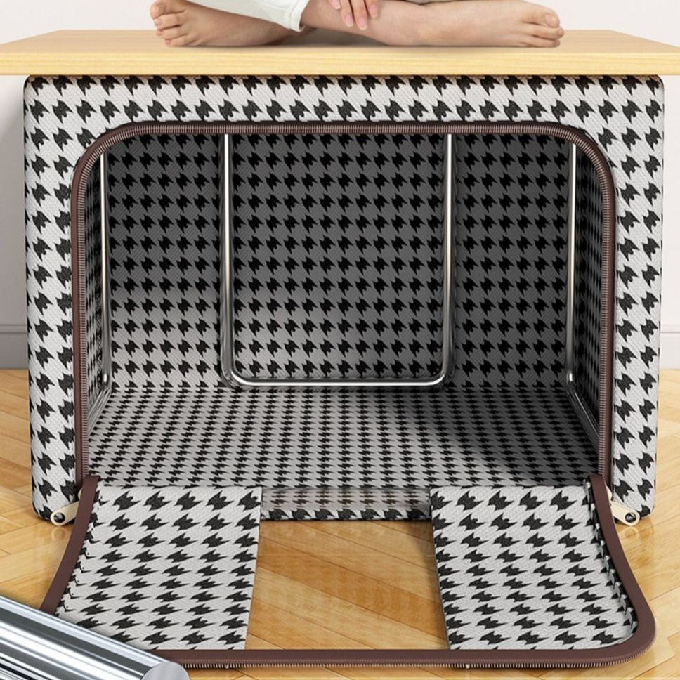 Cutie de Depozitare Pliabila, Flippy, Cu fermoar Bidirectional, 24 L, Textil, 40x30x20 cm, Cadru Metalic, o Fereastra,