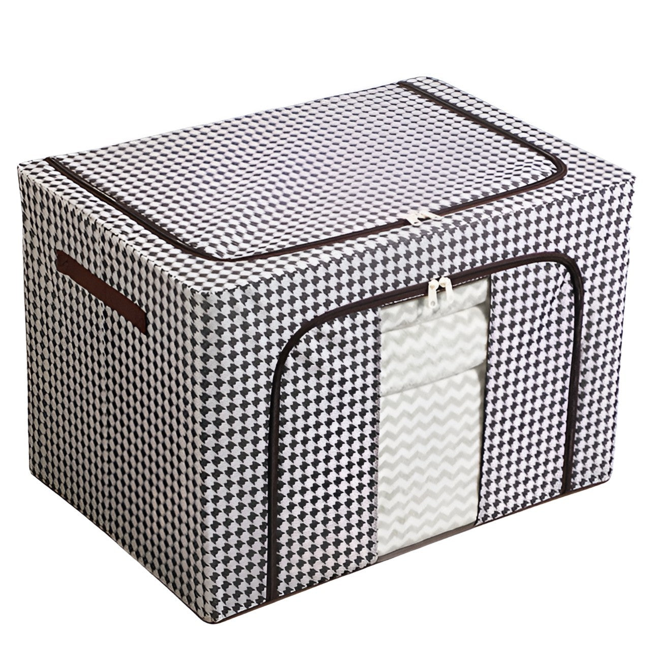 Cutie de Depozitare Pliabila, Flippy, Cu fermoar Bidirectional, 24 L, Textil, 40x30x20 cm, Cadru Metalic, o Fereastra,