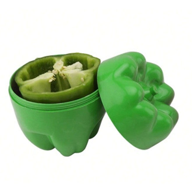 Cutie Alimentara, Flippy, Model Ardei, din Plastic, 9.8 x 9.8 x 10.7 cm, 350 ml, Verde