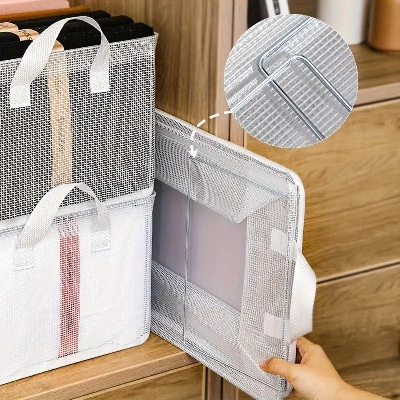 Cutie de Depozitare Tip Cos, Flippy, Material Textil Transparent, Pliabila, 47x28x20 cm, 35 l, Cadru Metalic, cu