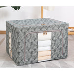 Cutie Depozitare, Flippy, 66L, din Material Textil, 50 x 40 x 33 cm, pentru Haine si Lenjerii, Model Bambus, Verde