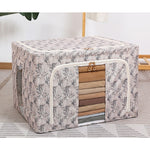 Cutie Depozitare, Flippy, 66L, din Material Textil, 50 x 40 x 33 cm, pentru Haine si Lenjerii, Model Bambus, Galben