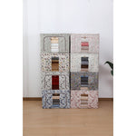 Cutie Depozitare, Flippy, 66L, din Material Textil, 50 x 40 x 33 cm, pentru Haine si Lenjerii, Model Bambus, Roz