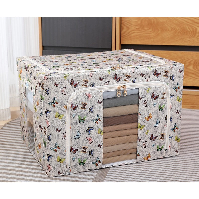 Cutie Depozitare, Flippy, 66L, din Material Textil, 50 x 40 x 33 cm, pentru Haine si Lenjerii, Model Fluturasi,