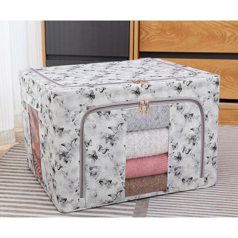 Cutie Depozitare, Flippy, 66L, din Material Textil, 50 x 40 x 33 cm, pentru Haine si Lenjerii, Model Fluturasi,