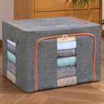 Cutie de depozitare pliabila, Flippy, Cu fermoar, 100 L, Textil, 60x42x40 cm, Cadru Metalic, Suport Baza Stabil din