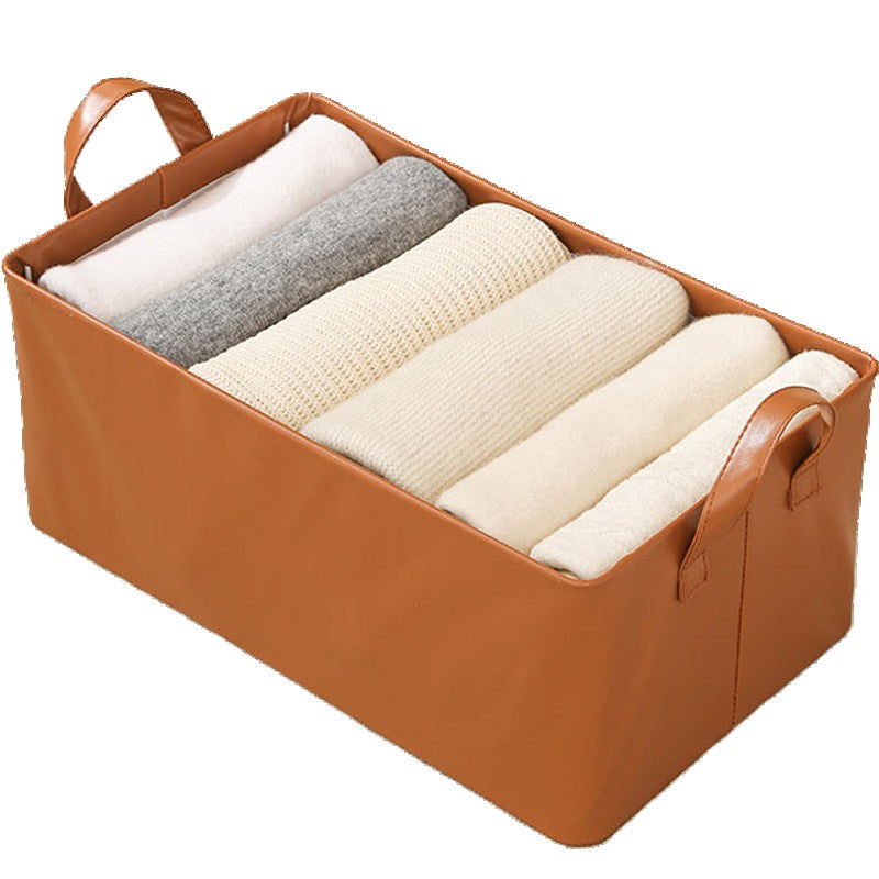 Cutie de Depozitare Tip Cos, Flippy, Material Piele Ecologica, Pliabila, 47x28x20 cm, 26 l, Cadru Metalic, cu Manere,