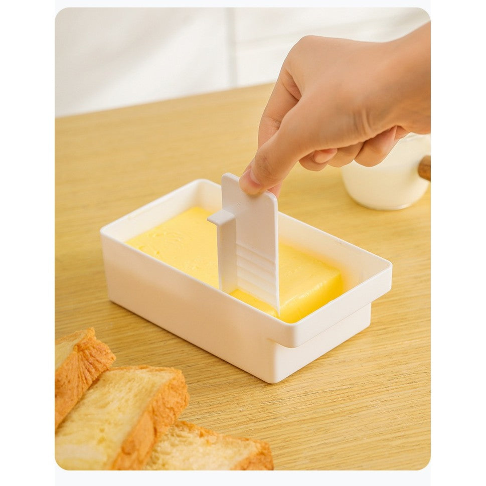 Cutie de Unt, Flippy, cu Capac, Multifunctionala, cu Spatula Portionare, 15.9 x 8.8 x 4.9 cm, Alb