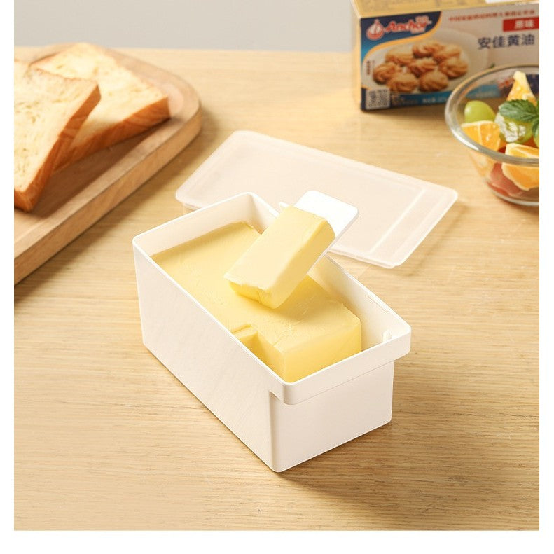 Cutie de Unt, Flippy, cu Capac, Multifunctionala, cu Spatula Portionare, 15.9 x 8.8 x 4.9 cm, Alb
