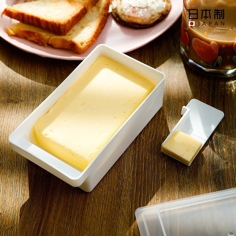 Cutie de Unt, Flippy, cu Capac, Multifunctionala, cu Spatula Portionare, 15.9 x 8.8 x 4.9 cm, Alb