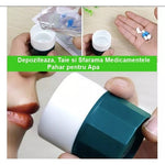 Cutie Pastile Multifunctionala, Flippy, 4 in 1, Pahar Apa, Taiere, Sfaramare, Depozitare, Compact, ABS cu Lama din