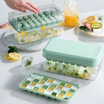 Set Cutie pentru Gheata, Flippy, Uz Casnic, Doua Tavite pentru Cuburi, Capac Etans, Lopata, 23.5x13.3x10 cm, Verde