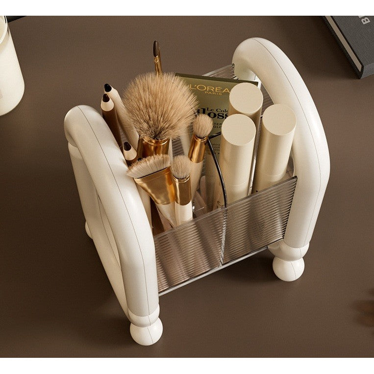 Cutie pentru Depozitare Cosmetice, Flippy, pentru Pensule, Creioane si Buretei, 4 Compartimente, din Plastic, 12 x 10 x