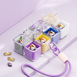 Cutie pentru Medicamente, Flippy, Model Rubik' Cube, cu Curea de Agatare, Dozator Portabil de Medicamente, Dispenser