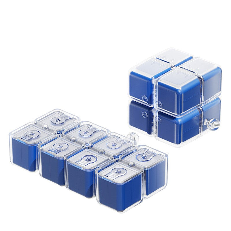 Cutie pentru Medicamente, Flippy, Model Rubik' Cube, cu Curea de Agatare, Dozator Portabil de Medicamente, Dispenser