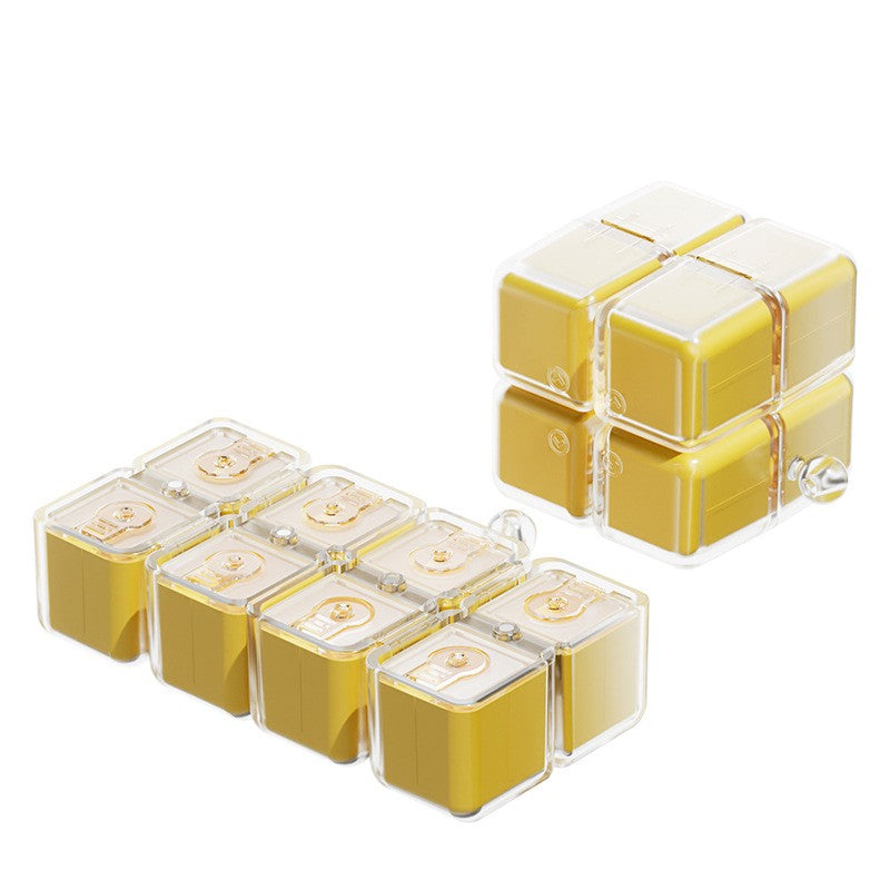 Cutie pentru Medicamente, Flippy, Model Rubik' Cube, cu Curea de Agatare, Dozator Portabil de Medicamente, Dispenser
