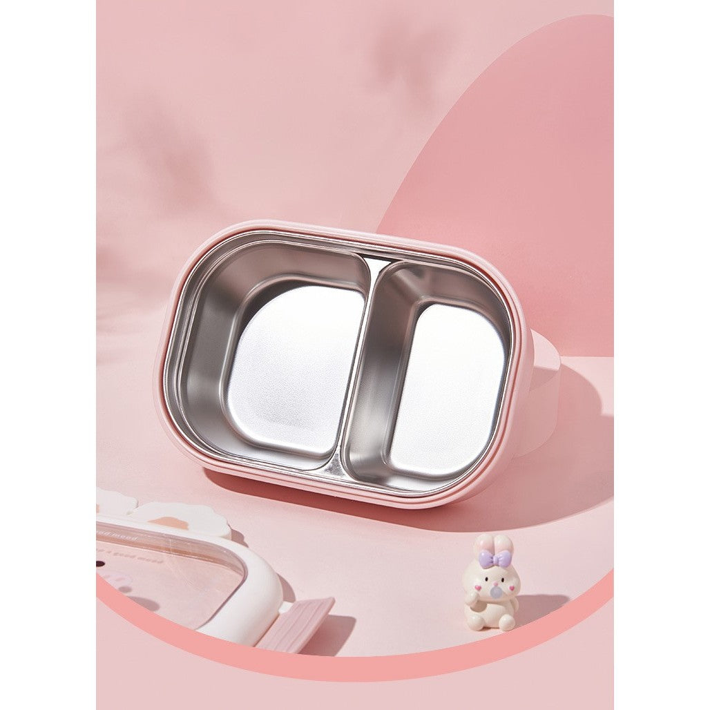 Cutie pentru Pranz sau Gustari, Flippy, cu Doua Compartimente, Model Iepuras, pentru Copii si Adulti, Etansare, PP,