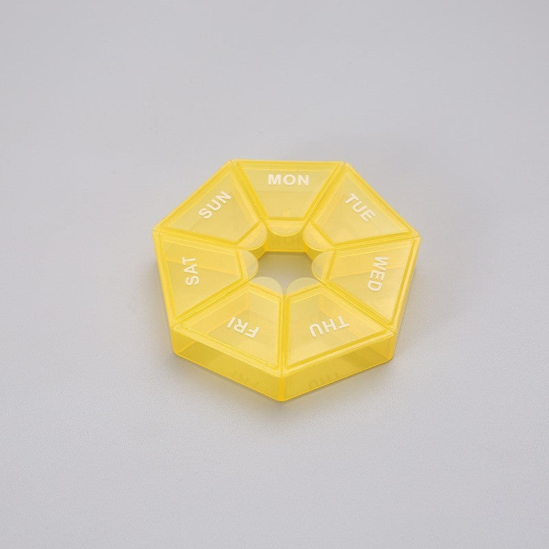 Cutie separator medicamente cu zilele saptamanii, Flippy, Plastic, 7 compartimente, Galben