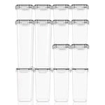 Cutii de depozitare alimente, Flippy, Set din 14 Cutii pentru Condimente, Cereale, Cutii pentru Bucatarie, din Plastic