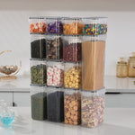 Cutii de depozitare alimente, Flippy, Set din 15 Cutii pentru Condimente, Cereale, Cutii pentru Bucatarie, din Plastic