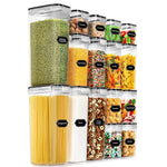 Cutii de depozitare alimente, Flippy, Set din 16 Cutii pentru Condimente, Cereale, Cutii pentru Bucatarie, din Plastic