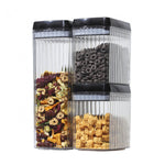 Set 3 Recipiente din Plastic, Flippy, pentru Alimente/Obiecte, Inchidere Ermetica, Textura Ondulata, 2 x 1.5l, 1 x 3.3