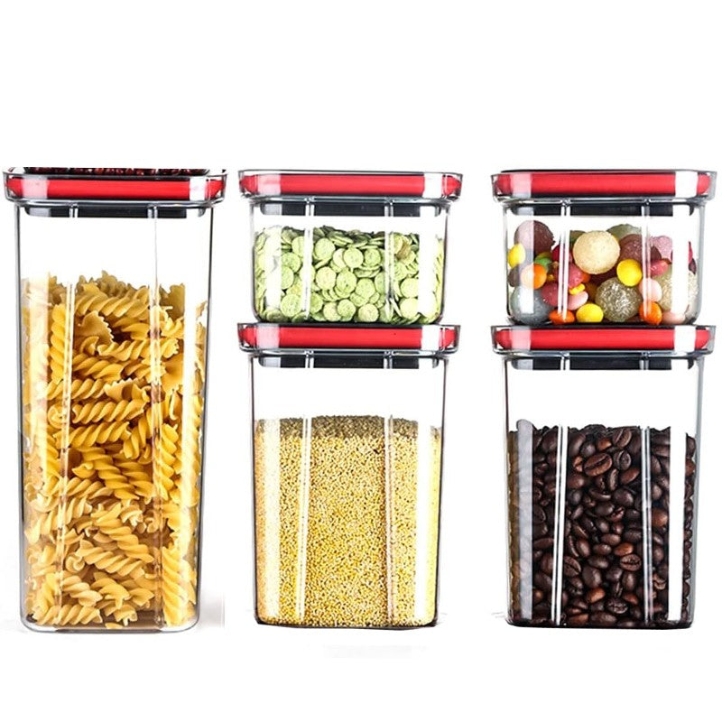 Cutii de Depozitare Alimente, Flippy, Set din 5 Cuti de tip Container, Recipiente pentru Cereale in Bucatarie,