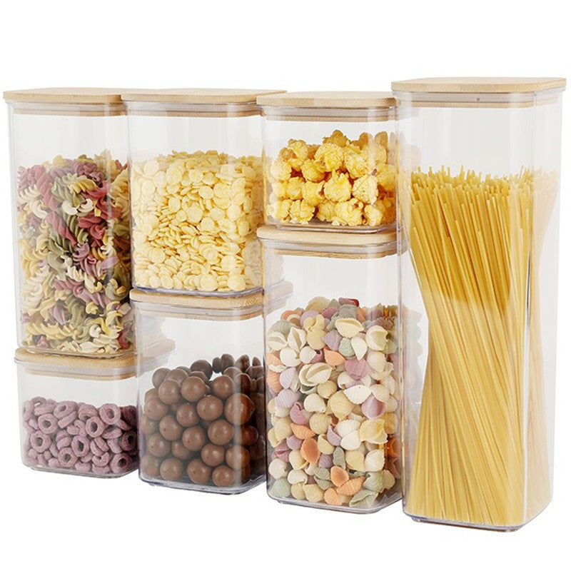 Cutii de Depozitare Alimente, Flippy, Set din 7 Cutii de tip Container, Cutii pentru Cereale, din Plastic, Capac din