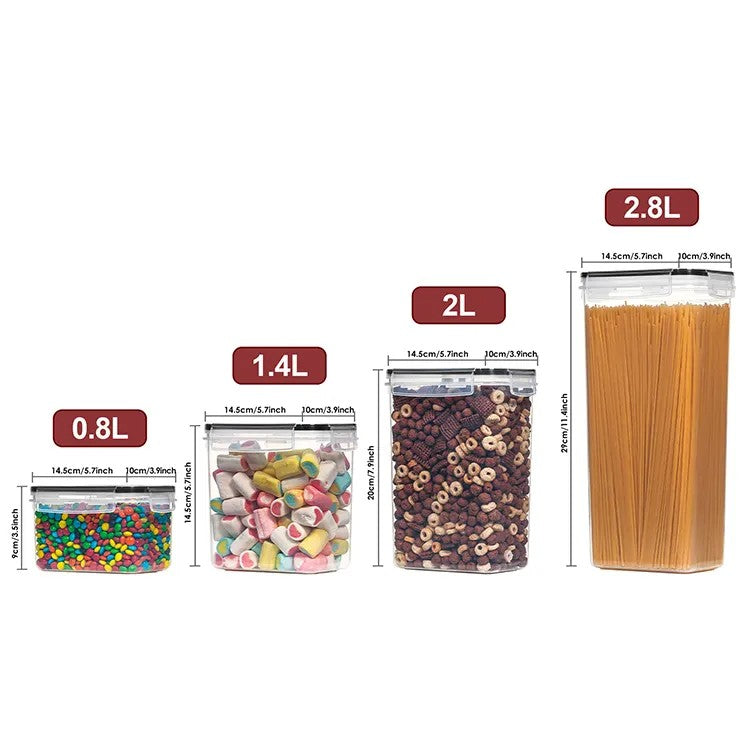 Cutii de depozitare alimente, Flippy, Set din 7 Cutii pentru Condimente, Cereale, Cutii pentru Bucatarie, din Plastic