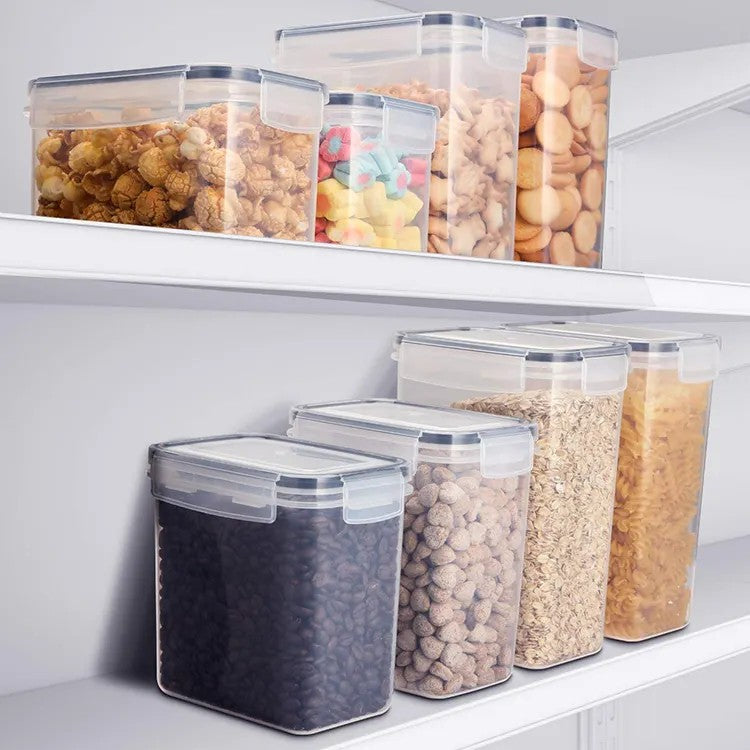 Cutii de depozitare alimente, Flippy, Set din 8 Cutii pentru Condimente, Cereale, Cutii pentru Bucatarie, din Plastic