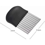 Cutit pentru Cartofi Ondulati, Flippy, pentru Legume, Forma Ondulata, Usor de Utilizat, Taiere, Negru