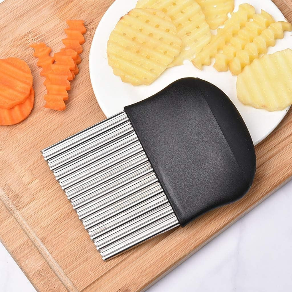 Cutit pentru Cartofi Ondulati, Flippy, pentru Legume, Forma Ondulata, Usor de Utilizat, Taiere, Negru