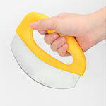 Cutit pentru taiat pizza Flippy, cu protectie din silicon pentru lama, inox, 15.5 cm, galben