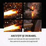 Cutite Bucatarie, Set 9 Piese, Flippy, Otel Inoxidabil cu Acoperire Antiaderenta, Suport Depozitare Inclus, 6 Cutite,