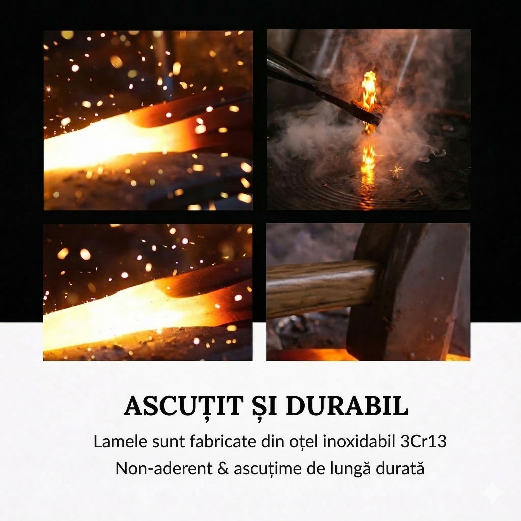 Cutite Bucatarie, Set 9 Piese, Flippy, Otel Inoxidabil cu Acoperire Antiaderenta, Suport Depozitare Inclus, 6 Cutite,