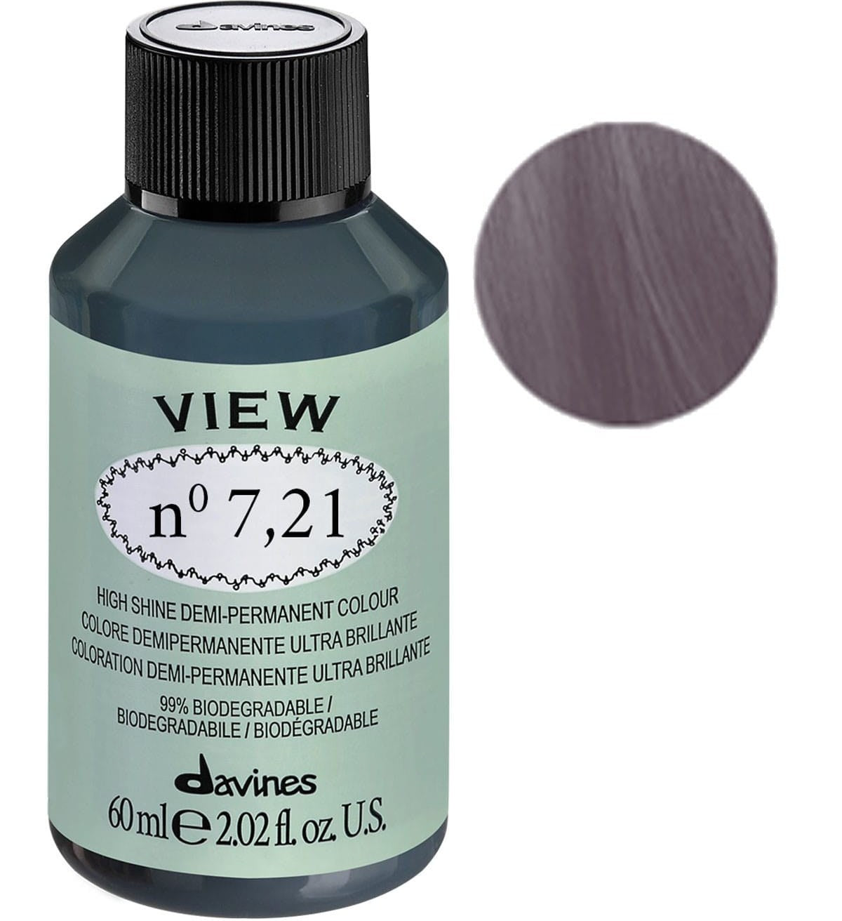 Davines, View, Vopsea de păr demi-permanentă, 7.21 Gloss, 60 ml
