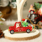 Decoratiune de Craciun din Lemn, Flippy, cu Snur pentru Agatare in Brad, Model Masina lui Mos Craciun, Scris Happy New