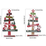 Decoratiune de Craciun din Lemn, Flippy, pentru Masa, Scris We Wish You A Merry Christmas, Model Bradut, 21.5x12.2x4