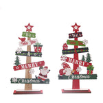 Decoratiune de Craciun din Lemn, Flippy, pentru Masa, Scris We Wish You A Merry Christmas, Model Bradut, 21.5x12.2x4