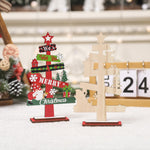 Decoratiune de Craciun din Lemn, Flippy, pentru Masa, Scris We Wish You A Merry Christmas, Model Bradut, 21.5x12.2x4
