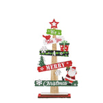 Decoratiune de Craciun din Lemn, Flippy, pentru Masa, Scris We Wish You A Merry Christmas, Model Bradut, 21.5x12.2x4