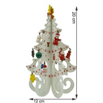 Decoratiune Craciun, Brad, Alb, 6 cavitati cu ornamente, 12 cm x 20 cm, Lemn, Flippy