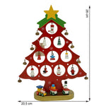 Decoratiune Craciun, Brad, Rosu, 10 cavitati cu ornamente, 20.5 cm x 28 cm, Lemn, Flippy