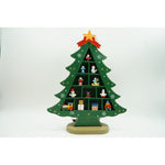 Decoratiune Craciun, Brad, Verde, 5 cavitati cu ornamente, 22 cm x 29 cm, Lemn, Flippy