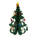 Decoratiune Craciun, Brad, Verde, 6 cavitati cu ornamente, 12 cm x 20 cm, Lemn, Flippy