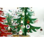 Decoratiune Craciun, Brad, Verde/Alb, 15 cavitati cu ornamente, 25.5 cm x 33 cm, Lemn, Flippy