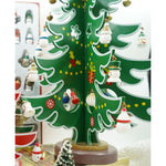 Decoratiune Craciun, Brad, Verde/Alb, 15 cavitati cu ornamente, 25.5 cm x 33 cm, Lemn, Flippy