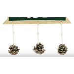 Decoratiune Craciun din Lemn, Flippy, Model Scris Xmas, Conuri Atarnate, cu Inimioara 25x9 cm, pentru Brad sau Usa,