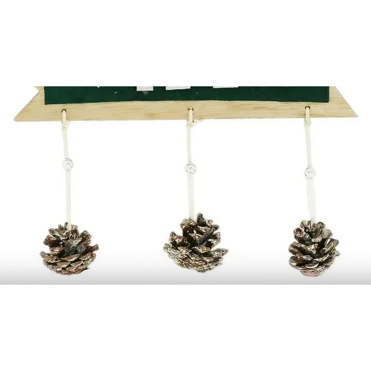 Decoratiune Craciun din Lemn, Flippy, Model Scris Xmas, Conuri Atarnate, cu Inimioara 25x9 cm, pentru Brad sau Usa,